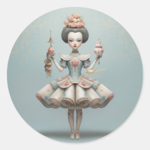 Sticker Rond Danseurs chinois de ballet Casse-Noisette