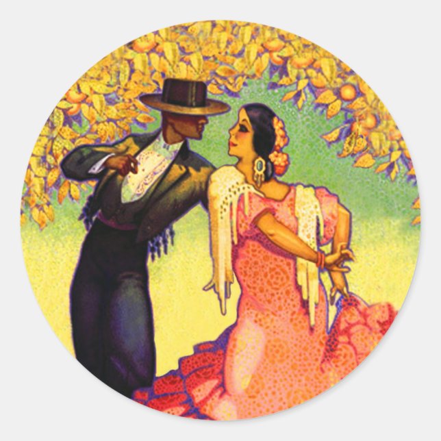 Sticker Rond Danseurs de flamenco sous les Orangers (Devant)