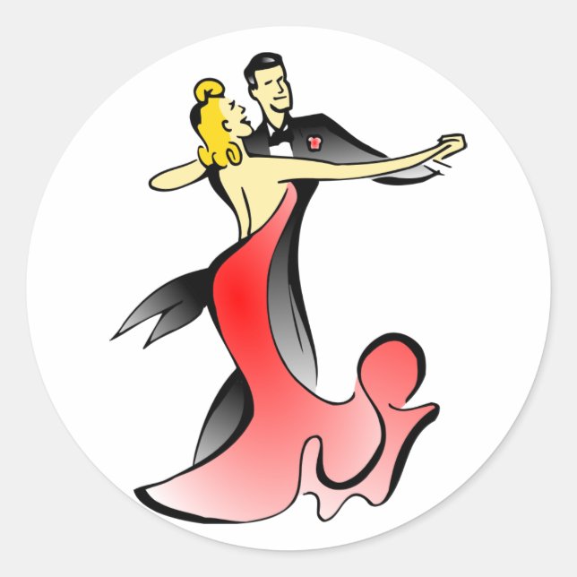 Sticker Rond Danseurs de salle de bal couple danse swing (Devant)