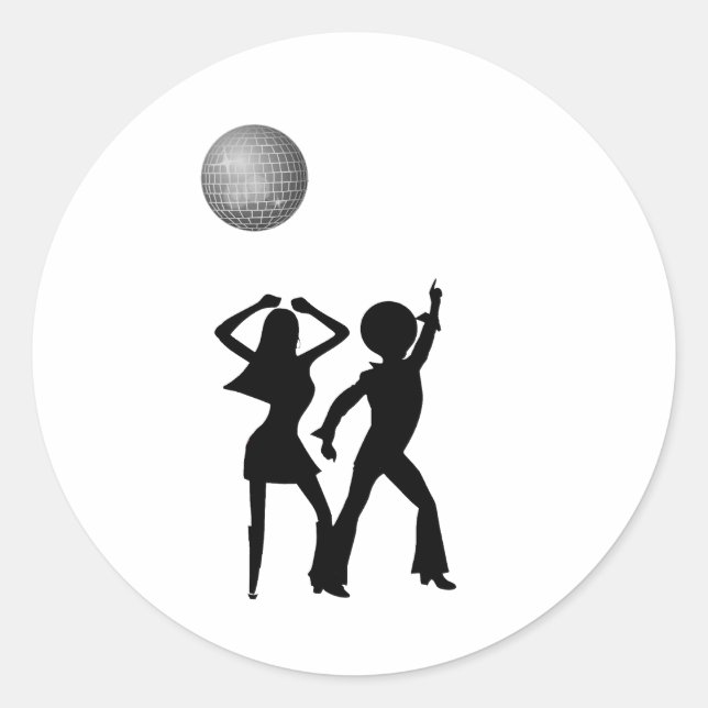 Sticker Rond Danseurs Disco Sous Un Boule Disco (Devant)