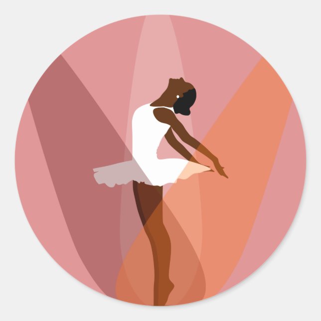 Sticker Rond danseuse de ballet ballerine noire (Devant)