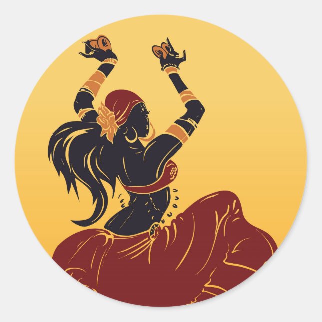 Sticker Rond danseuse du ventre de fusion tribale (Devant)