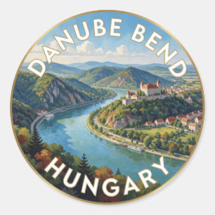 Sticker Rond Danube Bend Visegrad Hongrie Voyage Paysage