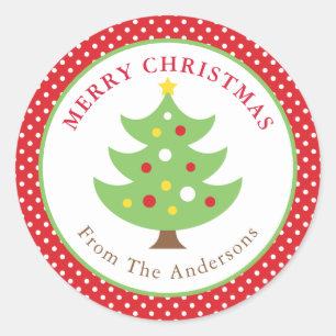 Sticker rond d'Arbre de Noël personnalisé