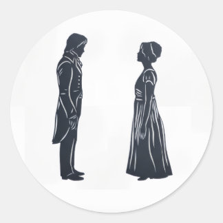 Sticker Rond Darcy & Elizabeth silhouette