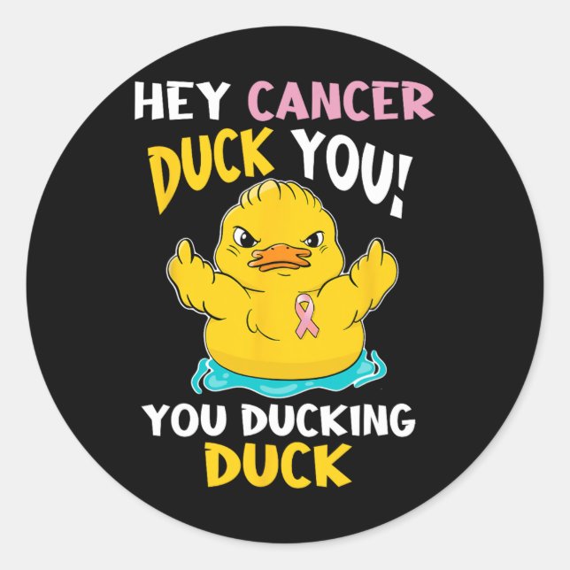 Sticker Rond Daring Duckie - Guerrier du cancer du sein (Devant)