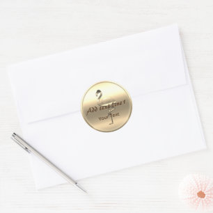Sticker Rond Darling Gold Flamant rose personnalisable Ajouter 