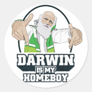 Sticker Rond Darwin Est Mon Homeboy (Couleur Complète)