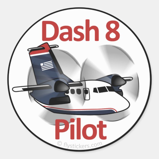 Sticker Rond Dash 8 Pilot (Express USA) (Devant)