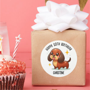 Sticker Rond Dashound mignonne Anniversaire Fête faveurs