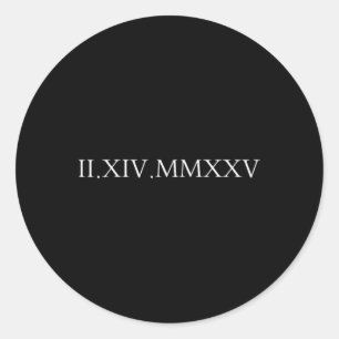 Sticker Rond Date Chiffres Romains Couple Saint-Valentin Duo Ch