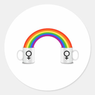 Sticker Rond Date du café arc-en-ciel lesbien