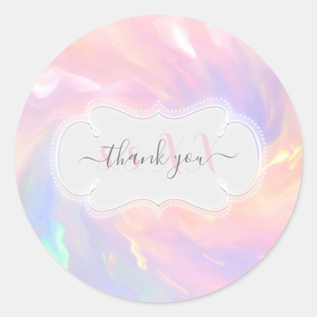 Sticker Rond Date holographique de remerciement Baby Shower Ann (Devant)