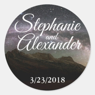 Sticker Rond Date Mariage Mountain Sky