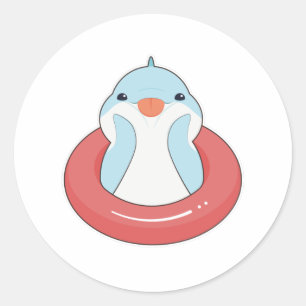 Sticker Rond Dauphin avec anneau de natation