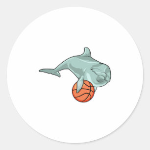 Sticker Rond Dauphin avec basket