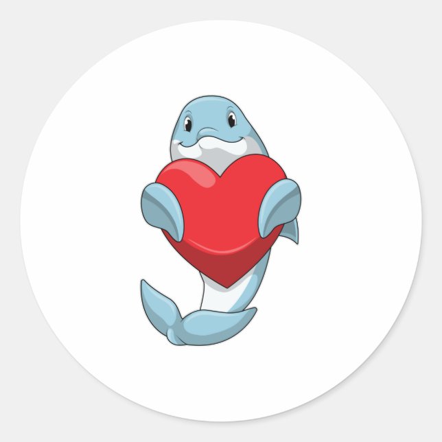 Sticker Rond Dauphin avec coeur (Devant)