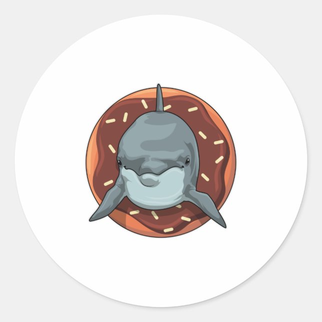 Sticker Rond Dauphin avec Donut (Devant)