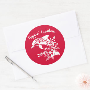 Sticker Rond Dauphin hawaïen Fabulous-Cherry Rouge