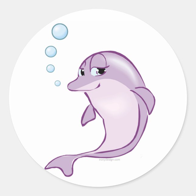 Sticker Rond Dauphin mignon (Devant)