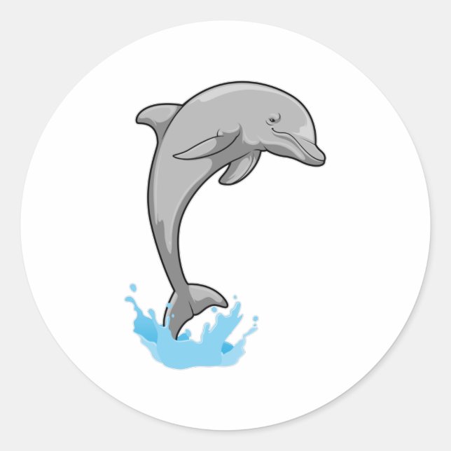 Sticker Rond Dauphin sur l'eau (Devant)