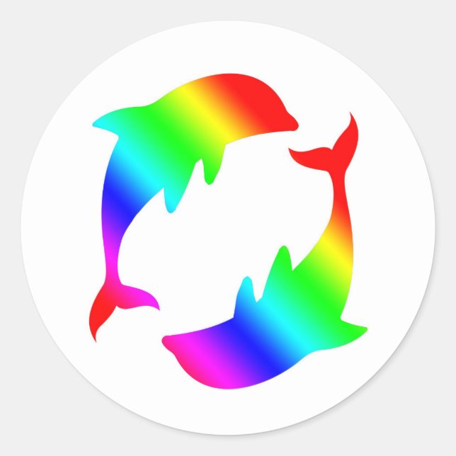 Sticker Rond Dauphins arc-en-ciel (Devant)