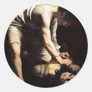 Sticker Rond David et Goliath par Caravaggio