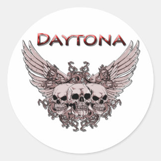 Sticker Rond Daytona 3 crânes volants rouge