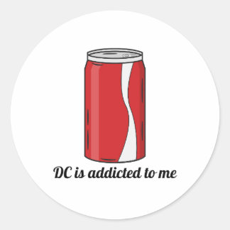 Sticker Rond DC Is Addicted to Me Soda Can Design | Funny Pop