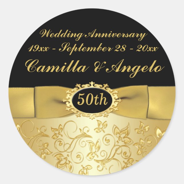 Sticker rond de 1,5 po noir pour le 50e anniversai (Devant)