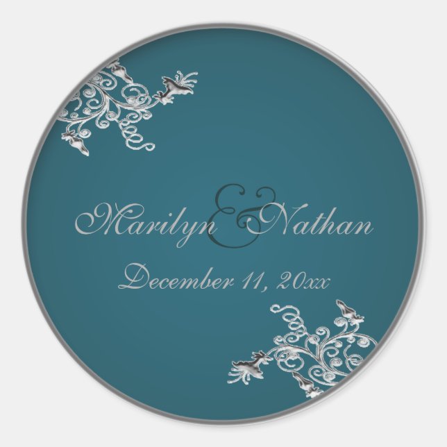 Sticker rond de 1,5 po turquoise sur monogramme d' (Devant)