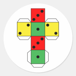 Sticker Rond dé à découpe imprimable   Chiffre de dessin   Coul