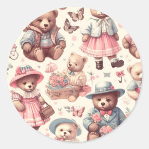 Sticker Rond De Beaux Ours Vintages sans joint