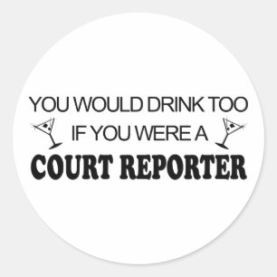 Sticker Rond De boissons sténographe judiciaire trop -