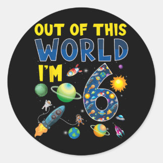 Sticker Rond De ce monde je suis 6 Space Rocket Anniversaire Pa