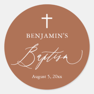 Sticker rond de croix blanche en terre cuite