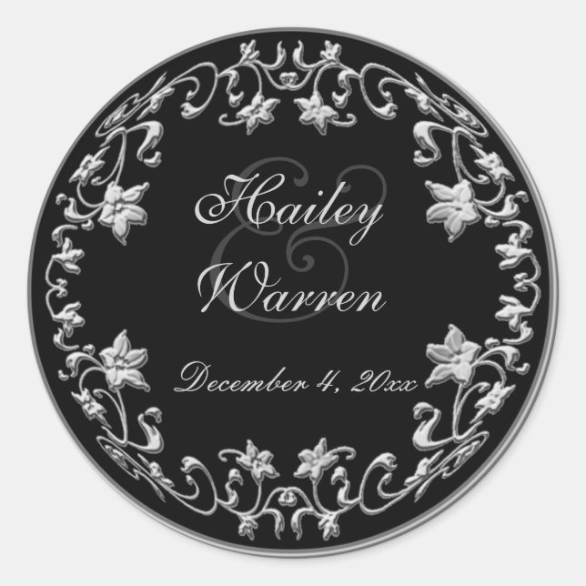 Sticker rond de diamètre 1,5 po noir et blanc (Devant)