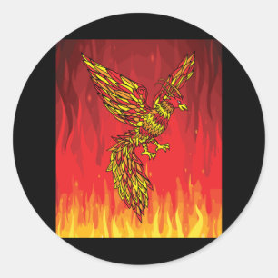 Sticker Rond De Feu Et Flames Phoenix Bird