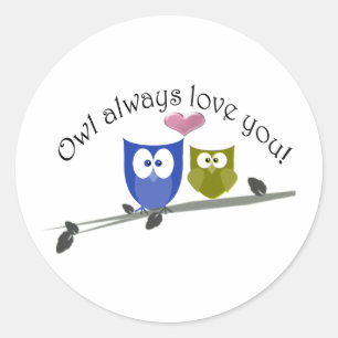 Sticker Rond De hibou amour toujours vous !