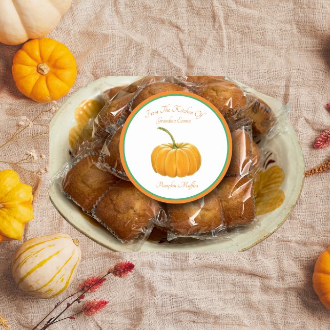 Sticker Rond "De La Cuisine De..." Crayon couleur citrouille (Créateur téléchargé)