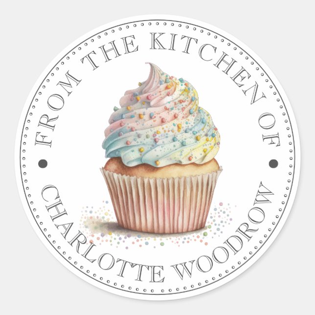 Sticker Rond De La Cuisine De Cupcake Peint (Devant)