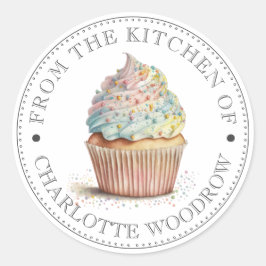 Sticker Rond De La Cuisine De Cupcake Peint