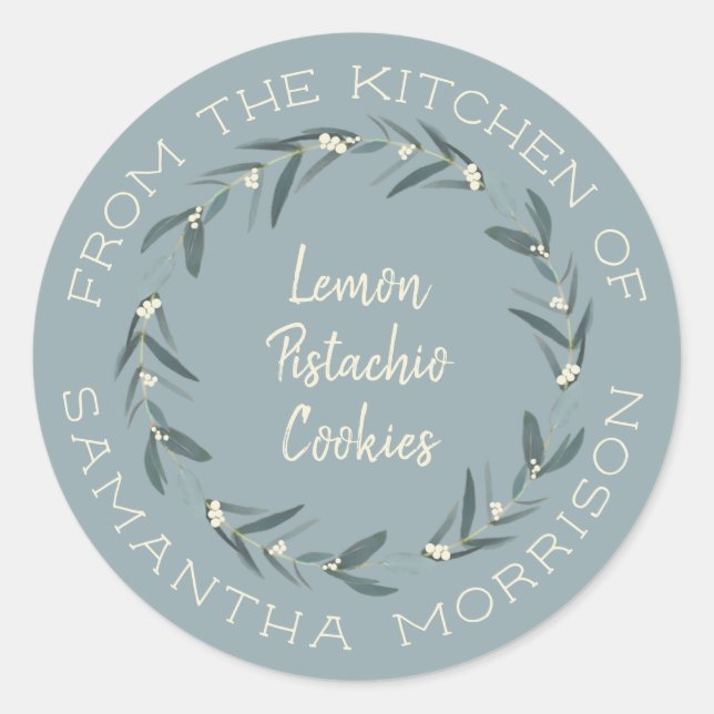 Sticker Rond De La Cuisine De | Eucalyptus couronne bleu foncé (Devant)