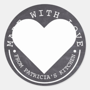 Sticker Rond De La Cuisine De - Fabriqué Avec Chalkboard Amoure