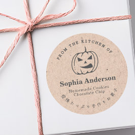 Sticker Rond De la cuisine de Jack-o'-lantern Rustic Kraft