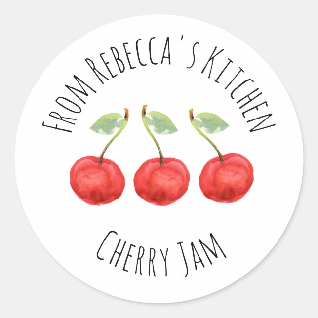 Sticker Rond De La Cuisine De Jam Cerise Classique Rond (Devant)
