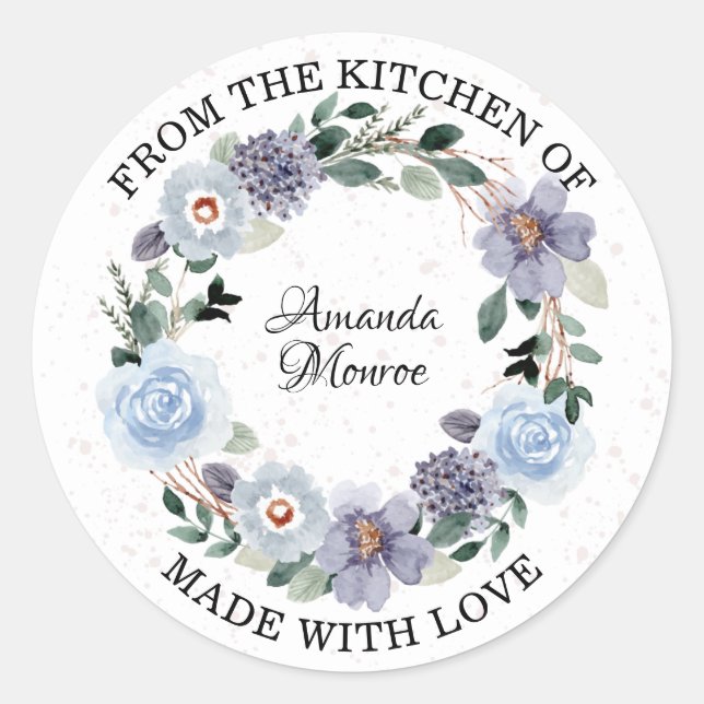 Sticker Rond De la cuisine de la couronne de fleurs (Devant)
