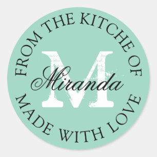 Sticker Rond De la cuisine de monogramme personnalisé rond clas