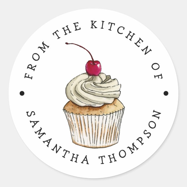Sticker Rond De la cuisine de | Personnalisé Cupcake (Devant)