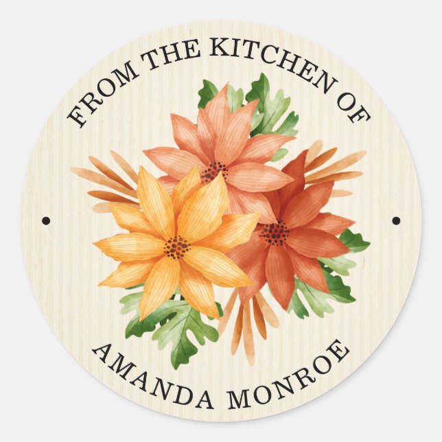 Sticker Rond De la cuisine des fleurs automnales (Devant)